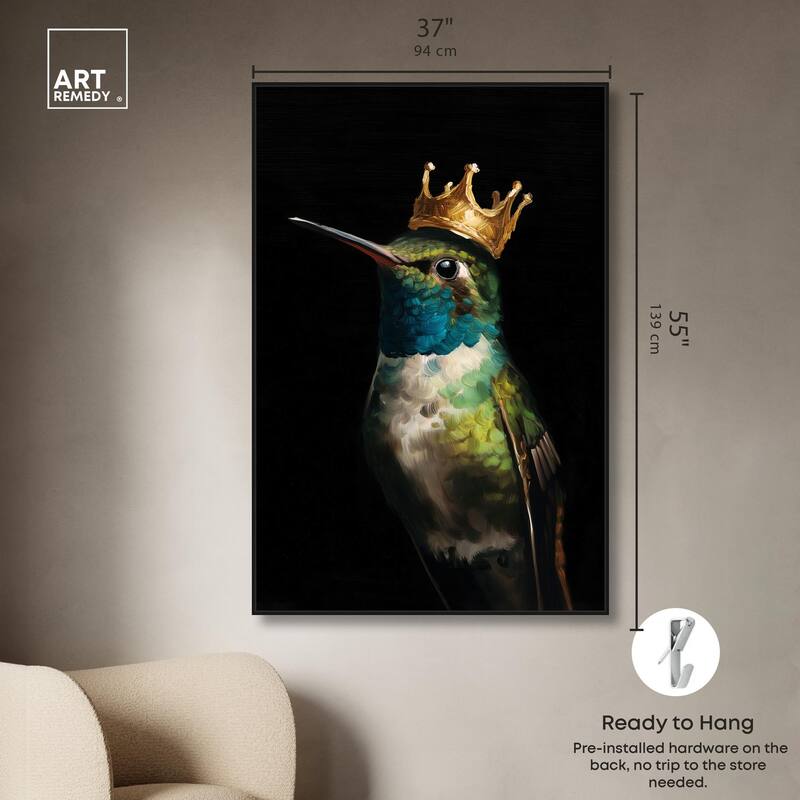 Crowned Azure Bird I Canvas by Art Remedy