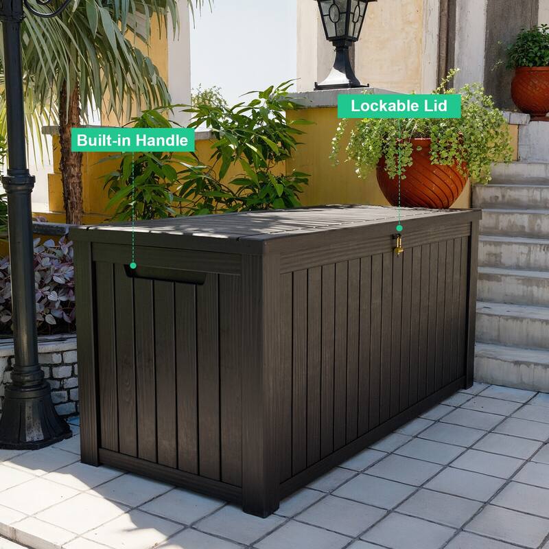 Momei 180 Gallons Large Resin Water Resistant Patio Storage Box