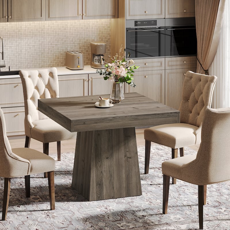 Square Dining Table for 4, 31.5-Inch Kitchen Table with Pedestal Base - 31.5"D x 31.5"W x 29.53"H