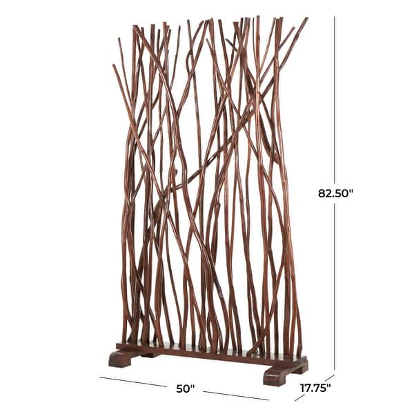 Brown Teak Wood Handmade Tall Freestanding Stick Partition Room Divider