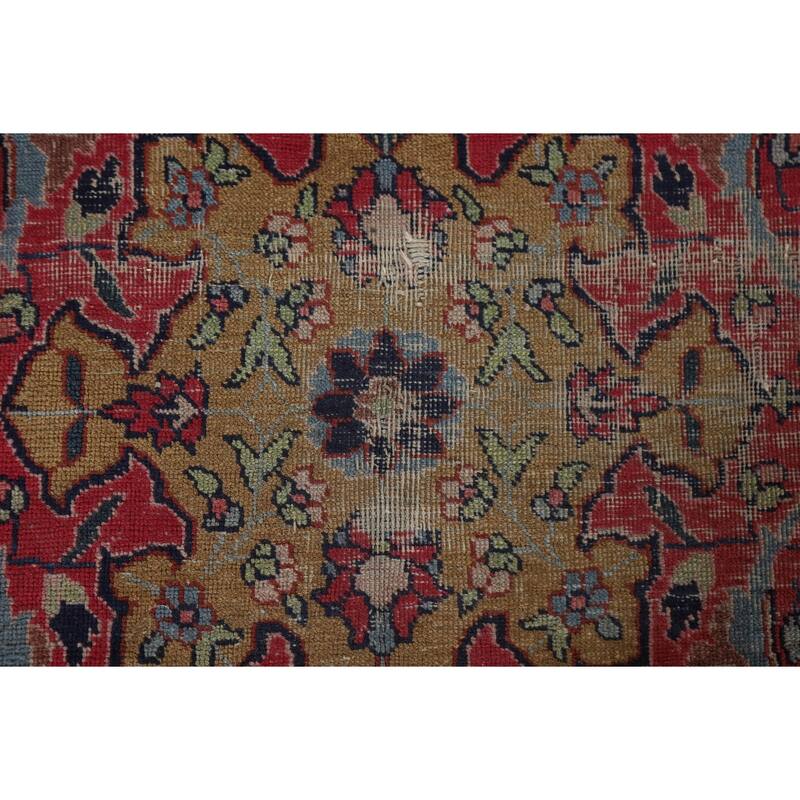 Pre-1900 Antique Blue Tabriz Persian Area Rug Hand-Knotted Wool Carpet - 7'5"x 11'0"