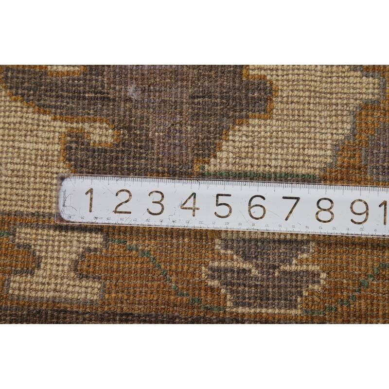 Hand Knotted Oriental 100% Wool Carpet Transitional All-Over Brown Oushak Area Rug - 8' 9'' X 6' 4''