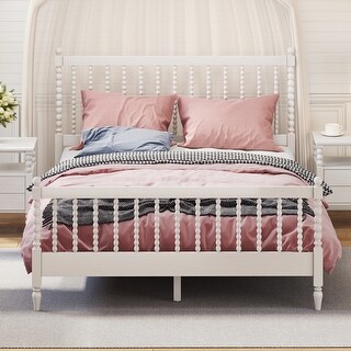 Queen Wood Platform Bed with Gourd Shaped Headboard & Footboard - Bed ...