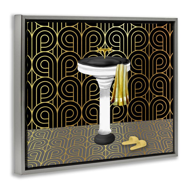 Stupell Bathroom Sink Deco Style Framed Floater Canvas Wall Art Design By Conrad Knutsen