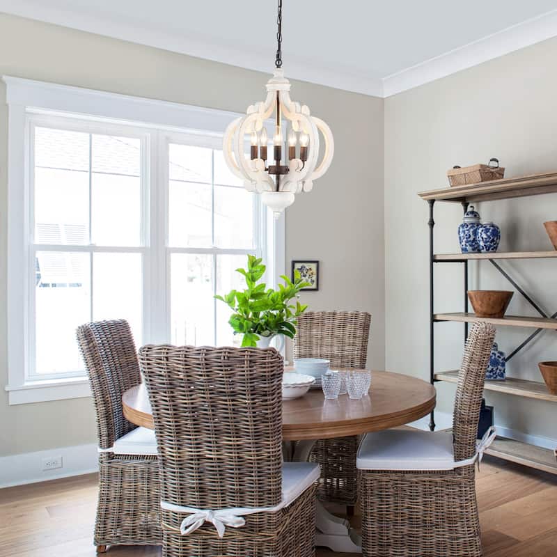 5-Light W17.71" x H78.74" Rustic Lantern Chandeliers for Dining Room