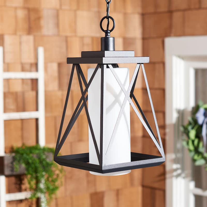 SAFAVIEH Lighting Vien 9" Modern & Contemporary Outdoor Pendant - 9" W x 9" D x 17" H - Black - 9Wx9Dx17H
