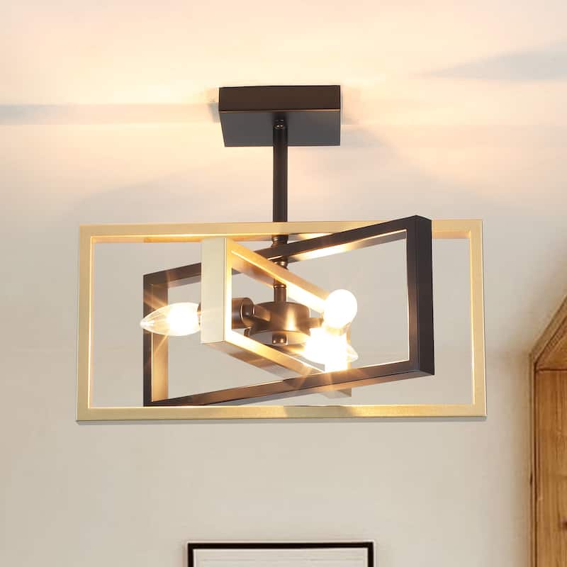 15.8 in. 3-Light Modern Farmhouse Semi-Flush Mount Ceiling Light, Classic Semi Flush Mount Chandelier for Kitchen Dining Room