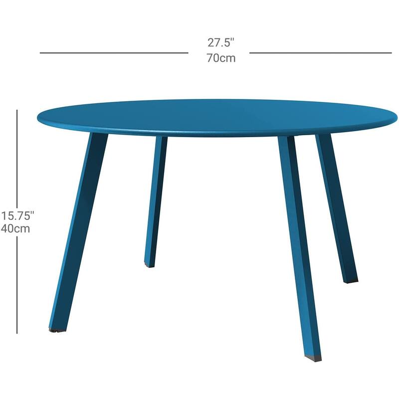 Patio Round Steel Patio Coffee Table, Weather Resistant Outdoor Large Side Table