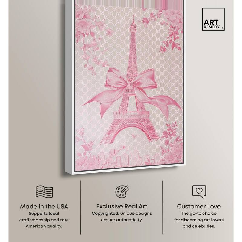 Ribbon Eiffel Tower Canvas by Art Remedy