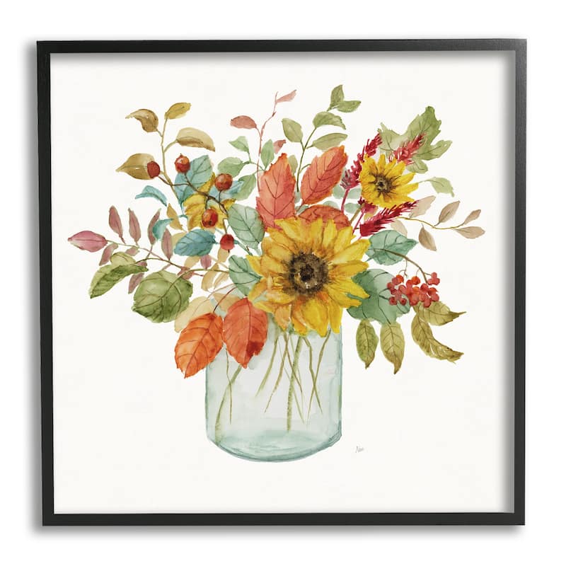 Stupell Simple Country Botanicals Sunflower Vase Design Framed Wall Art - Multi-Color
