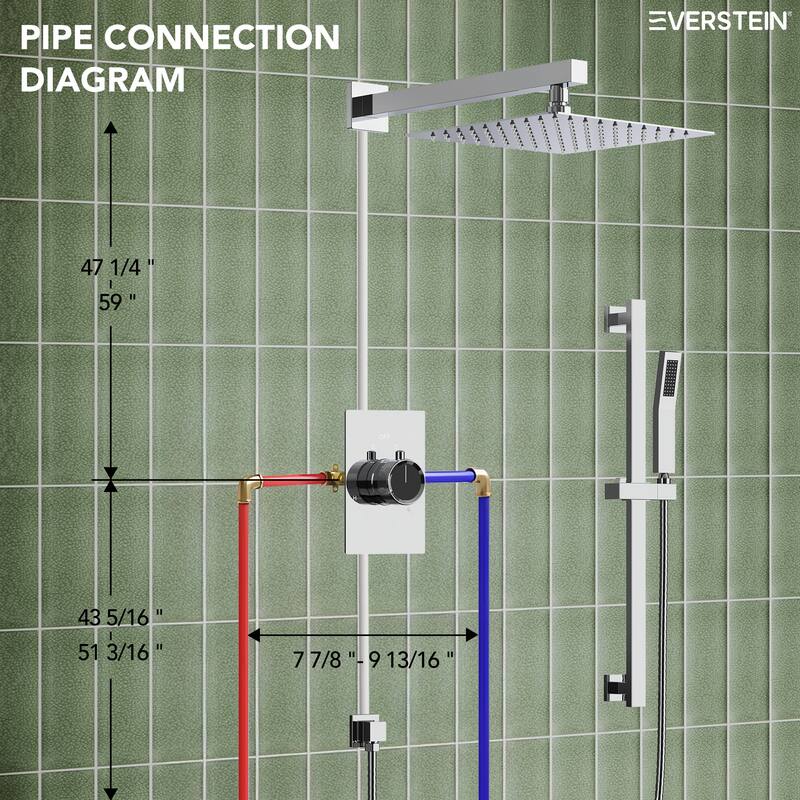 Slide Bar High-Pressure Balancing Shower System 10" Rainfall Shower Head with Handheld Shower