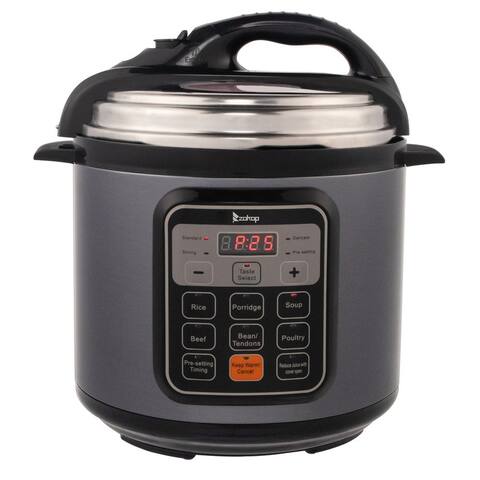 ZOKOP 6Qt 1000W Push-button Stainless Steel Electric Pressure Cooker with 13 in 1 Cooking Modes