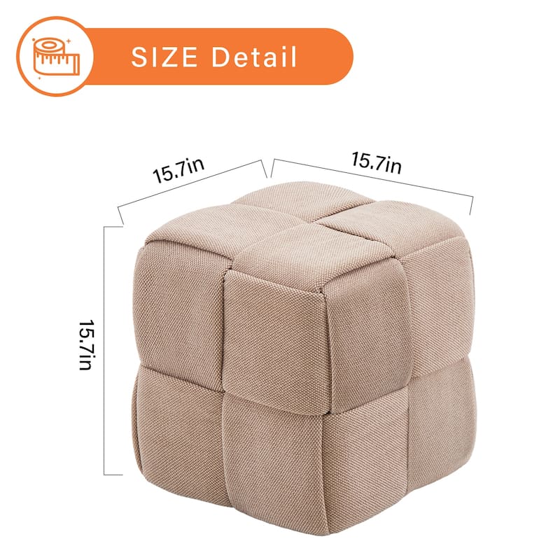 Soft Corduroy Fabric Ottoman Stool for Home Bedroom Living Room Vanity Chair Comfortable