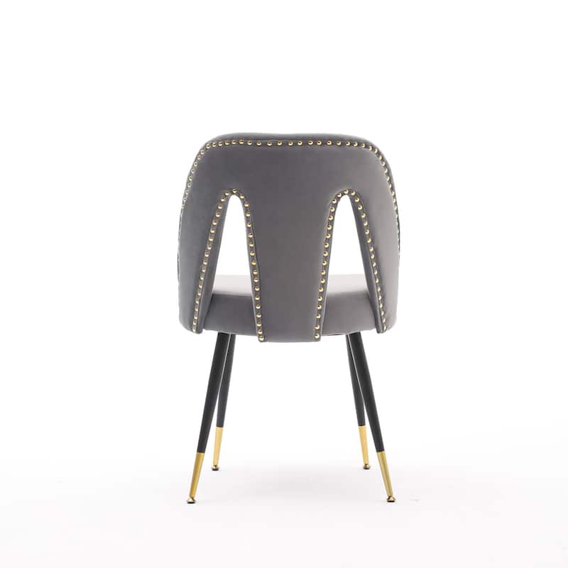Upholstered Dining Chair with Nailheads and Legs