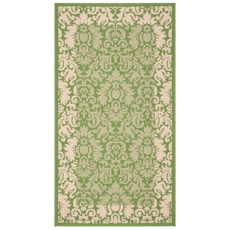 SAFAVIEH Courtyard Peggie Indoor/ Outdoor Patio Backyard Rug - 2'7" x 5' - Olive/Natural