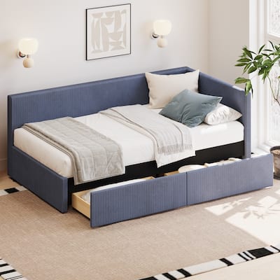L Shape Corner Bed, Corduroy Upholstered Daybed
