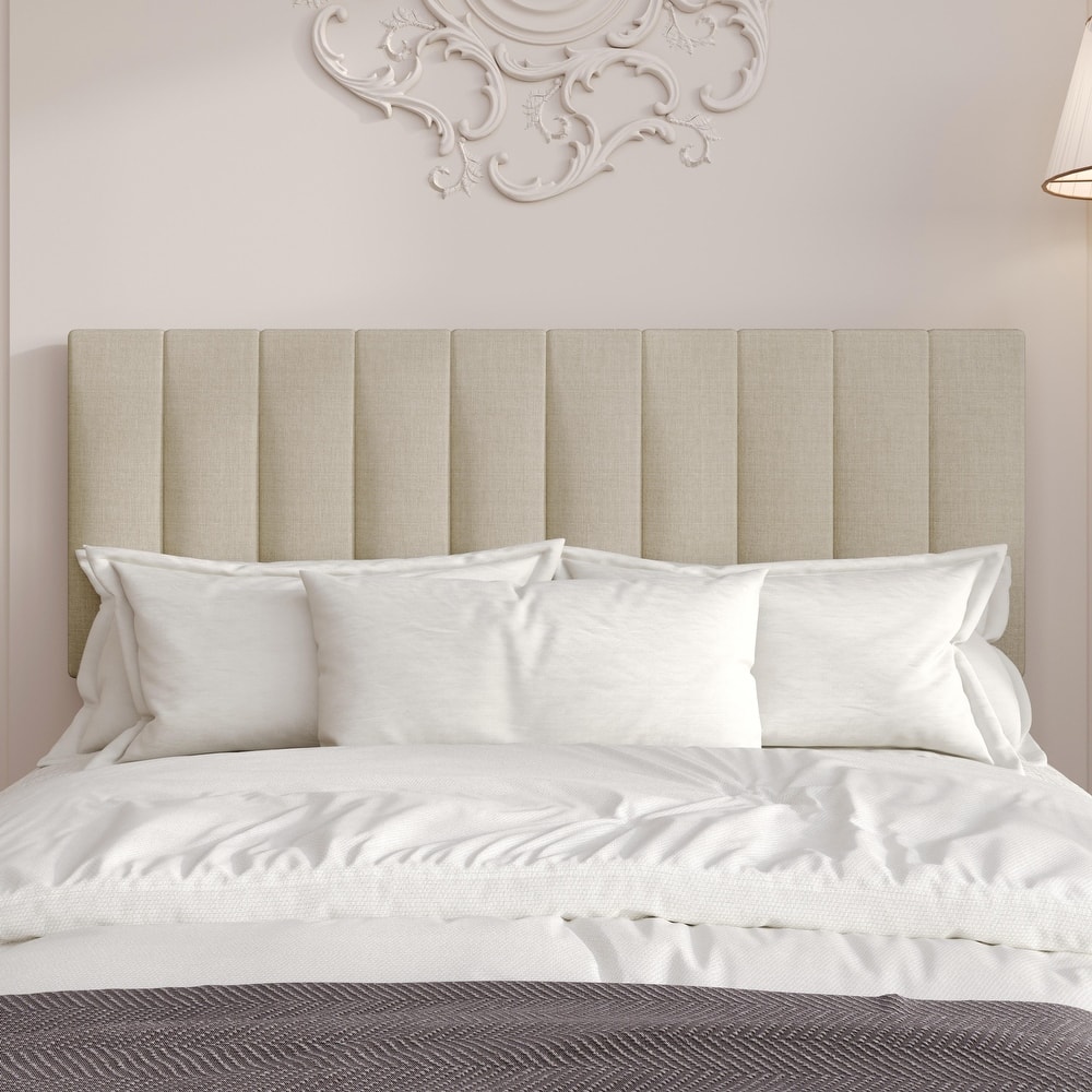 Clayfell Dennis Twin Upholstered Headboard with Vertical Channel Design, Adjustable Height, Gray