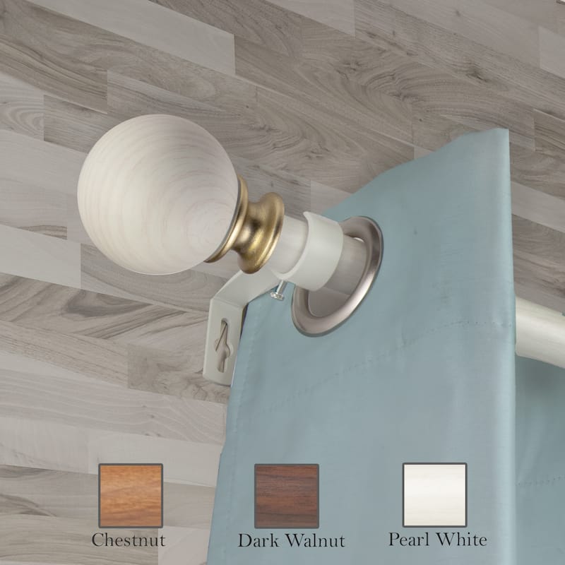 InStyleDesign Lobo 1 inch Faux Wood Curtain Rod - 120 to 170 inches - Pearl White