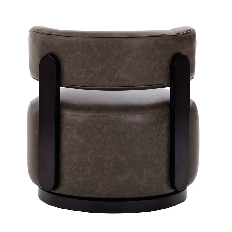 Christopher Knight Home -Modern PU Upholstered Swivel Club Chair with Wooden Base