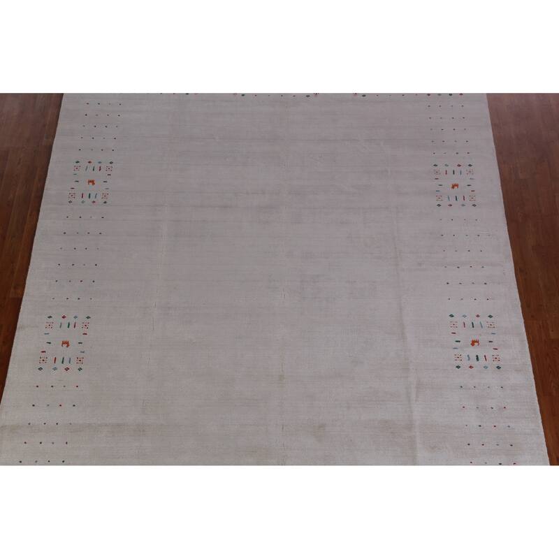 Hand Knotted Oriental 100% Wool Carpet Tribal Tribal Greys & Charcoal Gabbeh Area Rug - 9' 11'' X 8' 1''