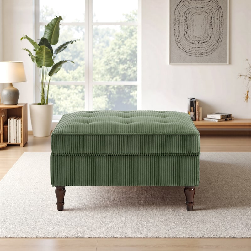 Corduroy Flip Top Dual-Use Storage Ottoman Coffee Table