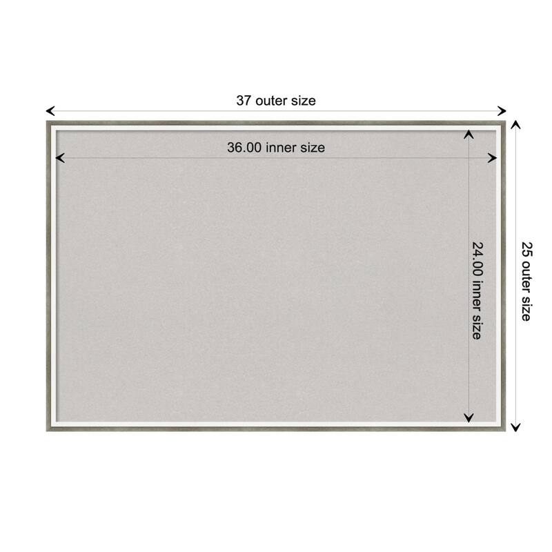 Lucie Wood Framed Grey Corkboard Bulletin Board - Lucie Silver White - Board Size 36x24