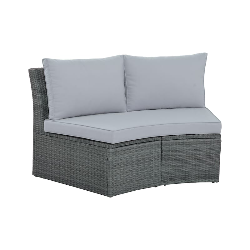 10-Piece Outdoor Rattan Modular Sectional Sofa Set with Coffee Table, Storage Box, Side Tables