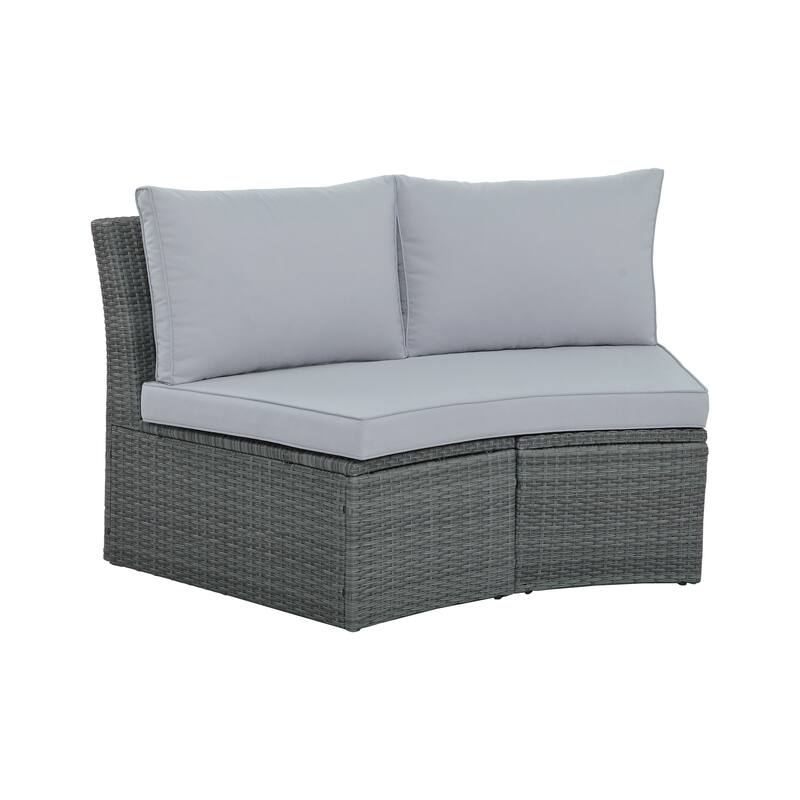 Half Round Full Storage Sectional Sofa 10pc Conversation Set with Table