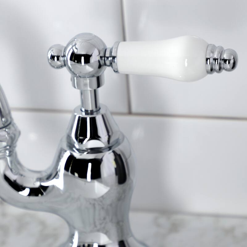 English Country Bridge Bathroom Faucet with Brass Pop-Up