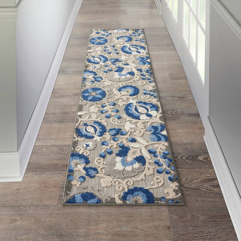 Copper Grove Alyssum Multicolor Indoor/Outdoor Rug. - 2'3" x 12' Runner - Blue/Natural