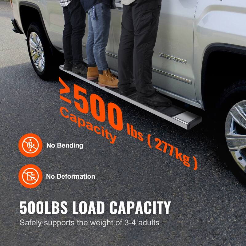 Running Boards, 6" Step Bars Compatible with 2007-2018 Chevy Silverado/GMC Sierra 1500 Crew Cab/2019 2500HD 3500HD 1500 LD