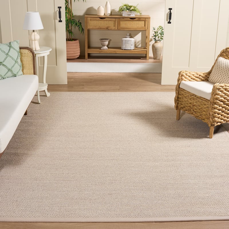 SAFAVIEH Natural Fiber Lorine Casual Border Sisal Rug - 6' x 9' - Marble/Beige