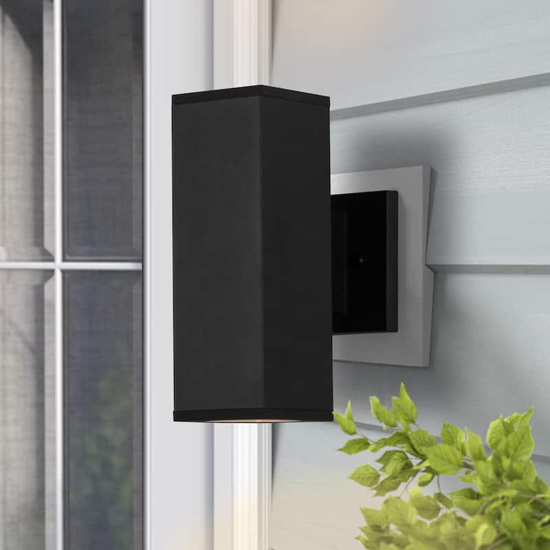 C Cattleya 2-Light Matte Black Die-Cast Aluminum Outdoor Wall Light Sconce