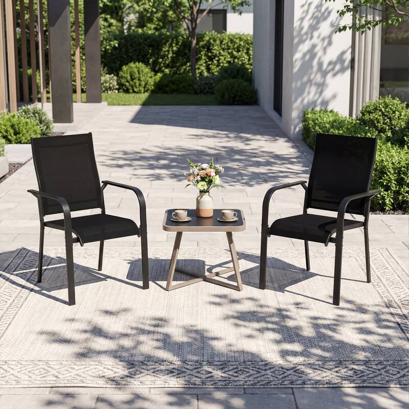 Gymax Patio Dining Chairs Set of 2 w/Metal Frame Breathable Mesh