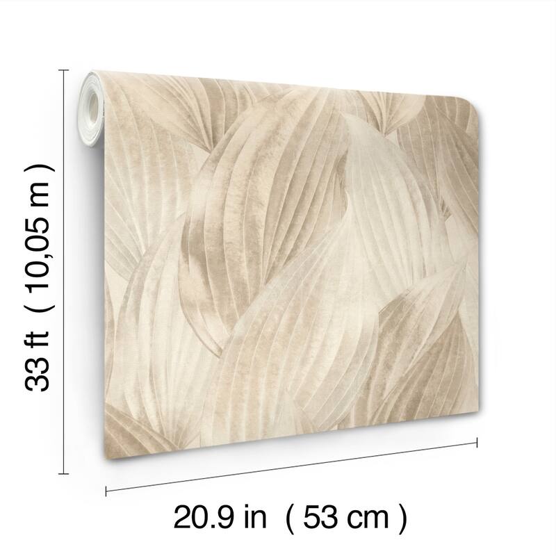 A-Street Prints Melora Beige Leaf Wallpaper