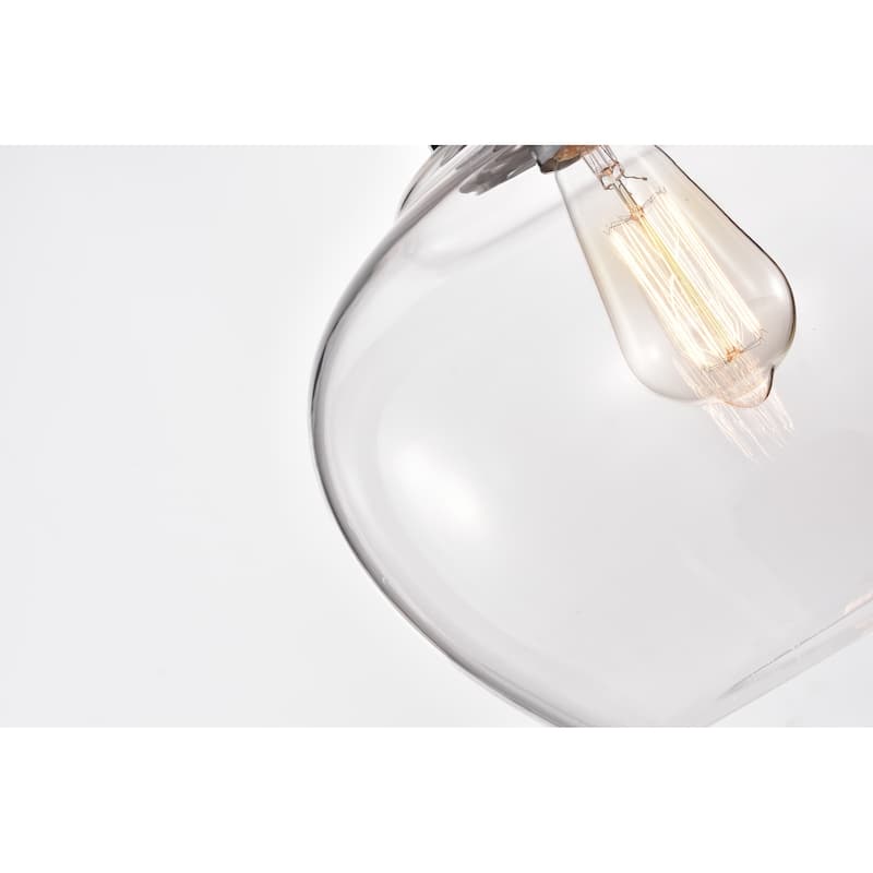Rayli Chrome 1-Light Clear Bowl Glass Pendant Light