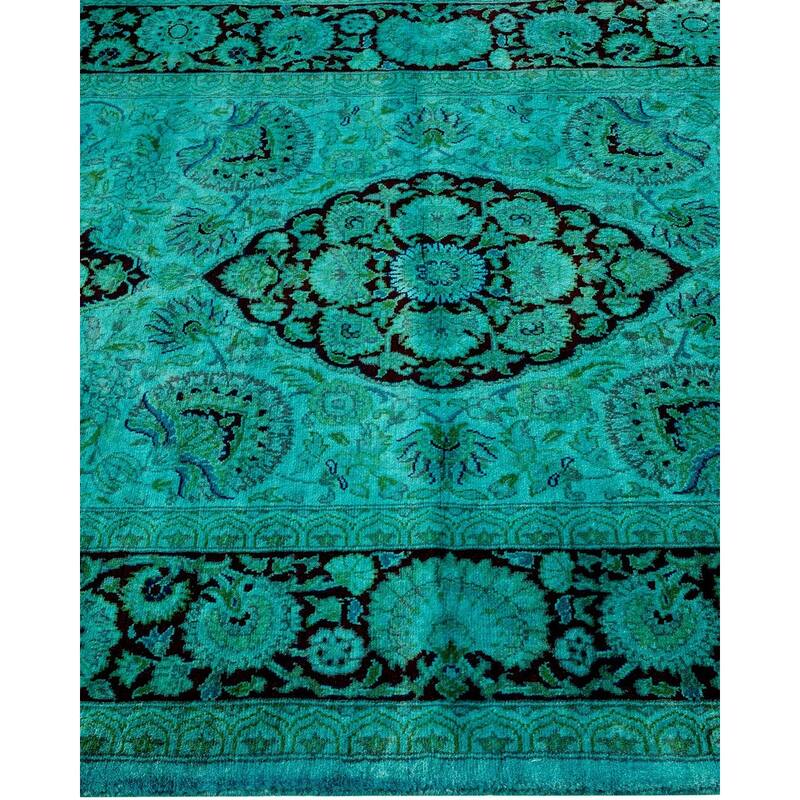 Overton Hand Knotted Wool Vintage Inspired Modern Contemporary Overdyed Blue Area Rug - 3' 2" x 5' 3"