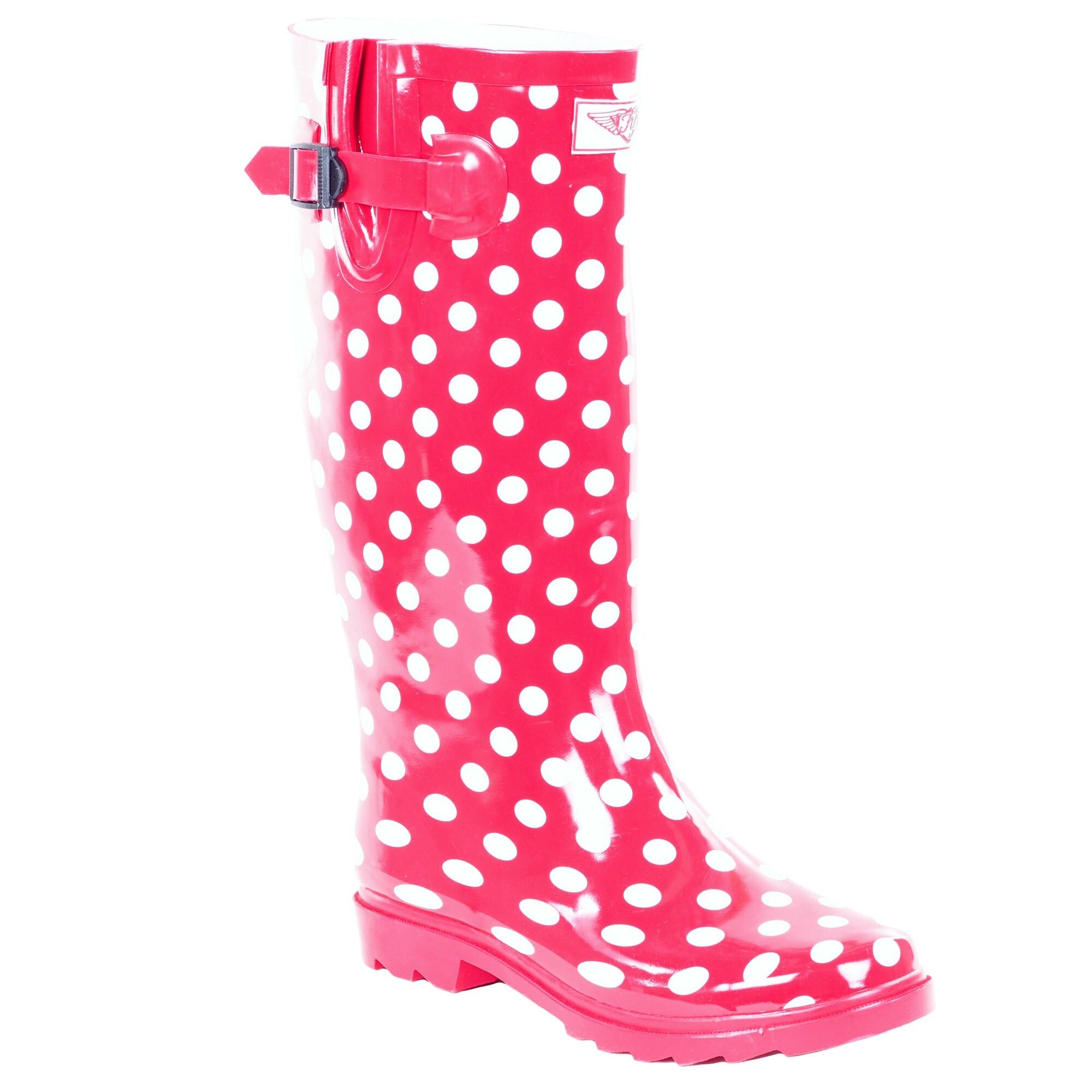 polka dot rubber boots