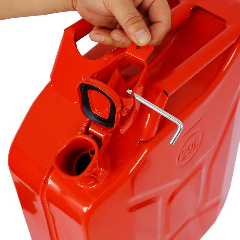 Set of 4 Portable 5 Gallon Jerry Fuel Can with Flexible Spout