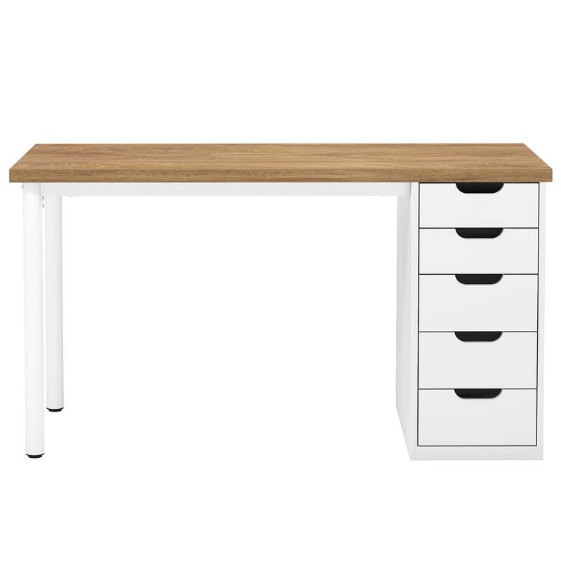 Modern Vanity Desk with 5 Reversible Drawers, Multiple Storage Makeup Desk, Christmas Gift for Home Use