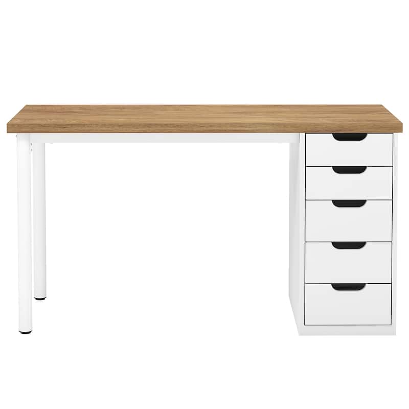 Vanity Desk with 5 Drawers, Modern Makeup Desk with Mulitple Storage, Gifts for Christmas