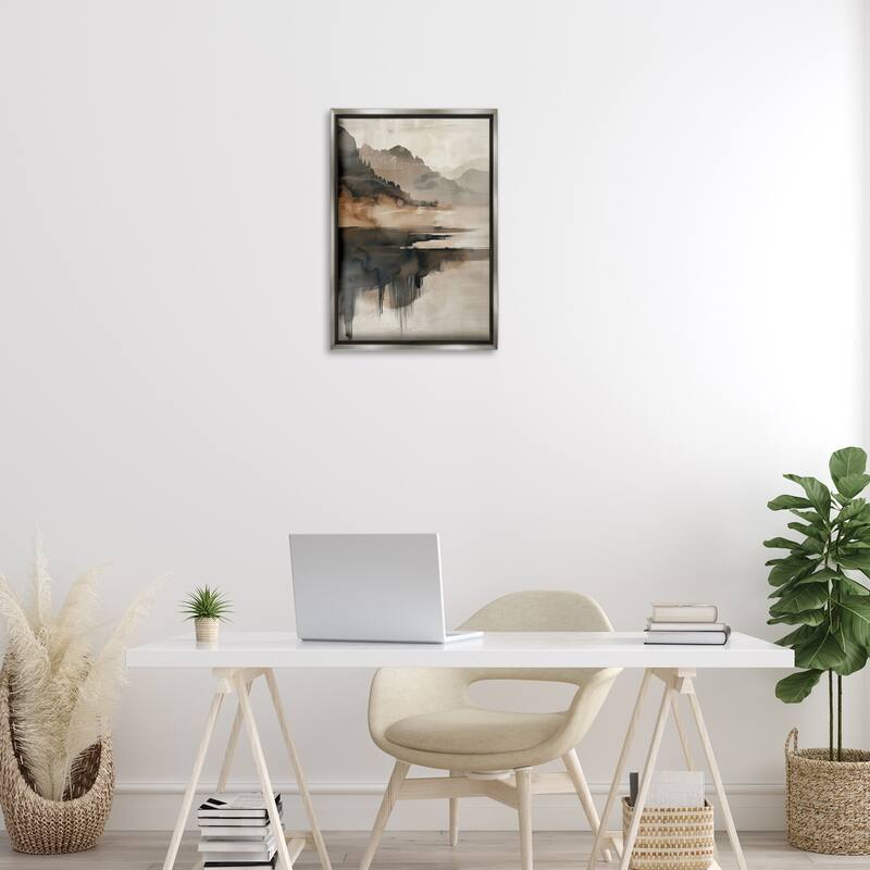 Stupell Layered Opaque Mountain Reflection Framed Floater Canvas Wall Art Design By LSR Creative Studio