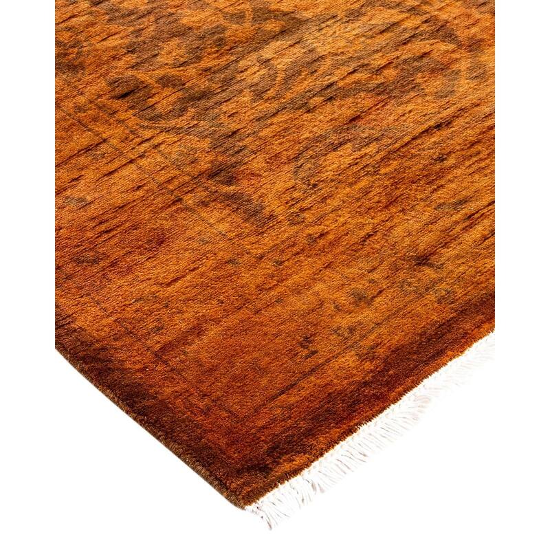 Fine Vibrance, One-of-a-Kind Hand-Knotted Runner Rug - Gold, 2' 8" x 8' 4" - 2' 8" x 8' 4"