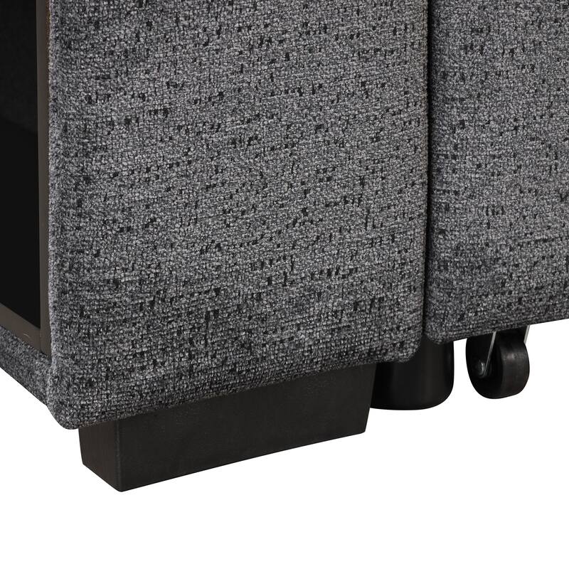 Reversible Sleeper Sectional Sofa Bed with Side Shelf and 2 Stools,Pull-Out L-Shaped Sofa Bed