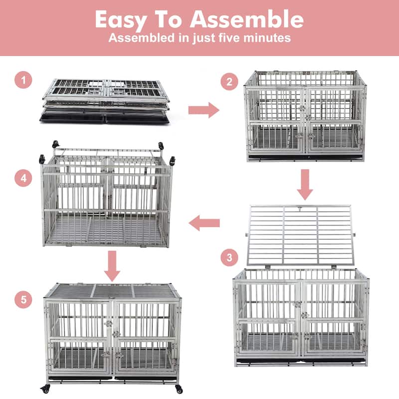 48" Heavy Duty Dog Crate with Wheels