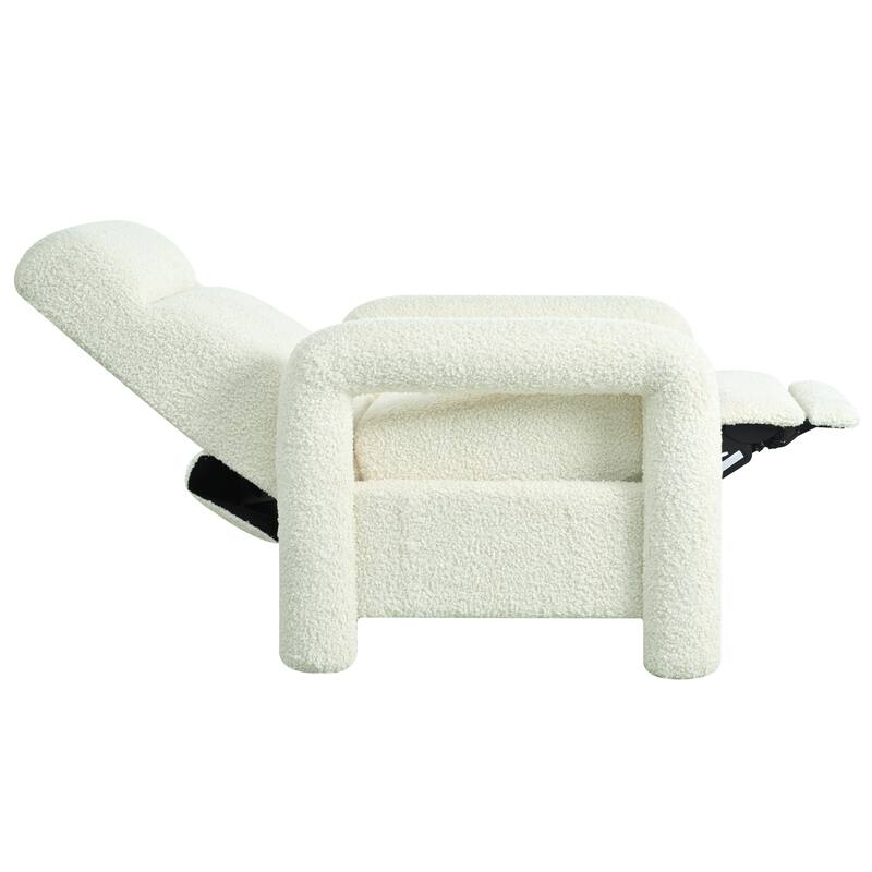 Push Back Recliner Armchair, 31.25" Teddy Upholstered Single Sofa Chair with 3-Position Adjustable Backrest for Living Room