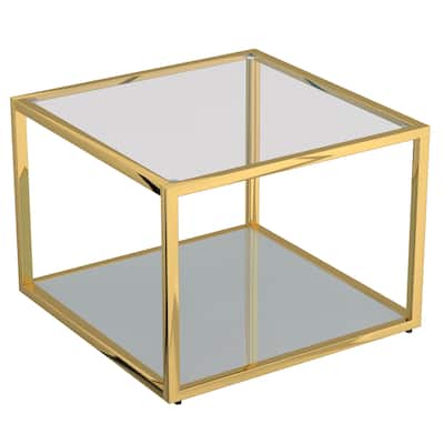 Contemporary Metal and Glass Small Square Coffee Table