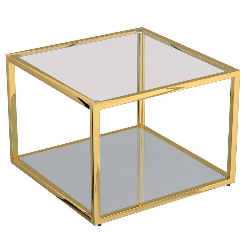 Contemporary Metal and Glass Small Square Coffee Table