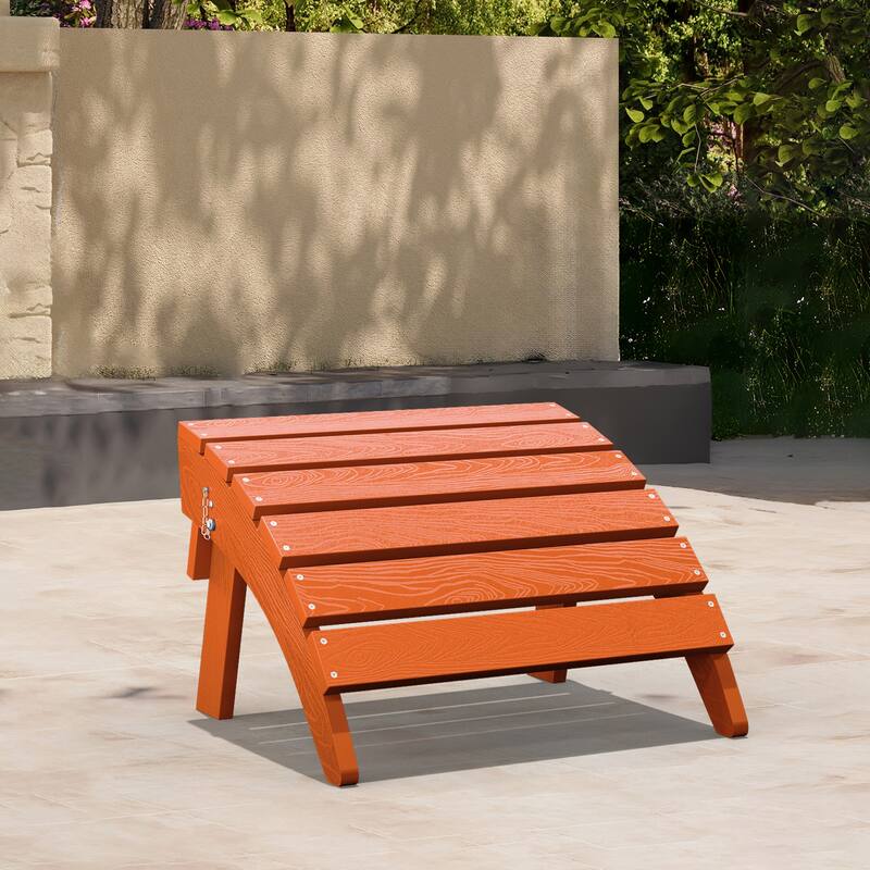 HDPE Folding Adirondack Ottoman, No-Assembly Outdoor Footrest,Fade Resistant Patio Footstool for Adirondack chair