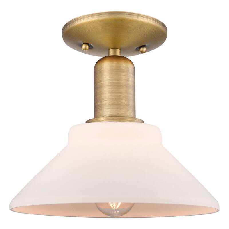 Innovations Lighting Endless Possibilities Arcadia - Orwell - 1 Light 8" Semi-Flush Mount - Brushed Brass/Matte White